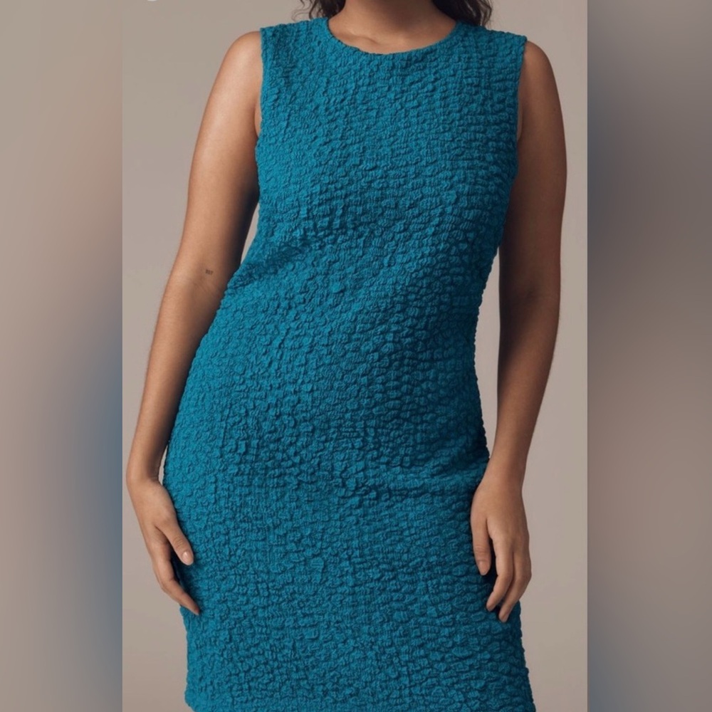 Elegant Anthropologie Topaz Blue Textured Dress